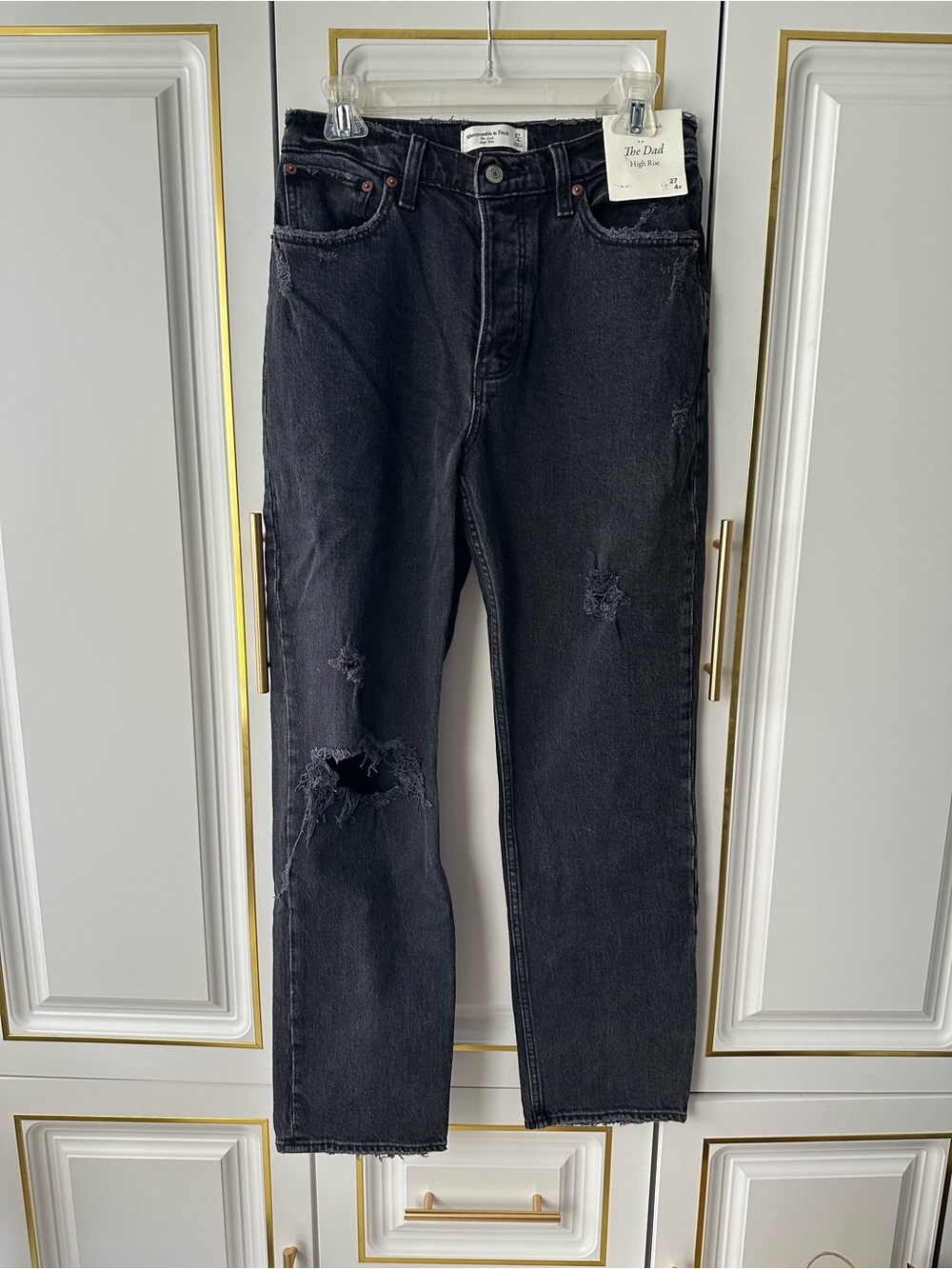 Abercrombie & Fitch Black Dad High-Rise Distressed Women's Jeans